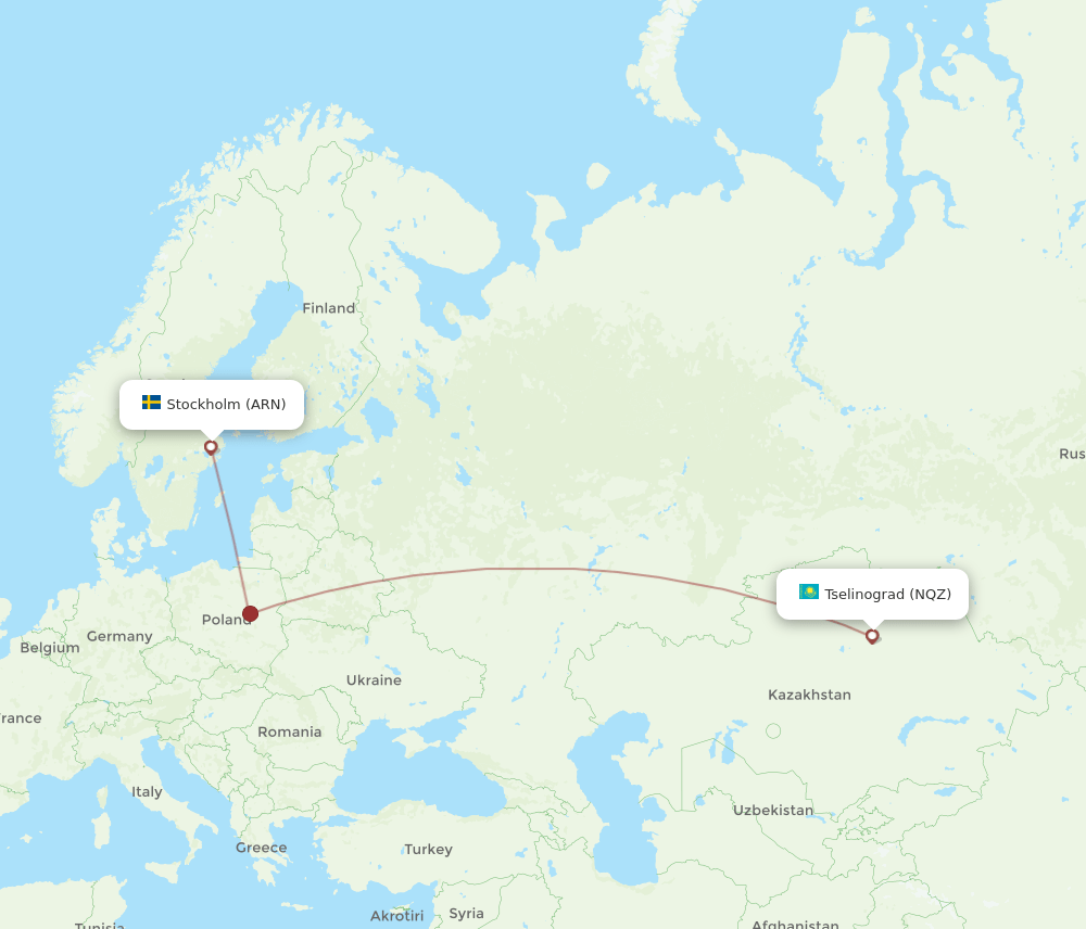 ARN-NQZ flight routes