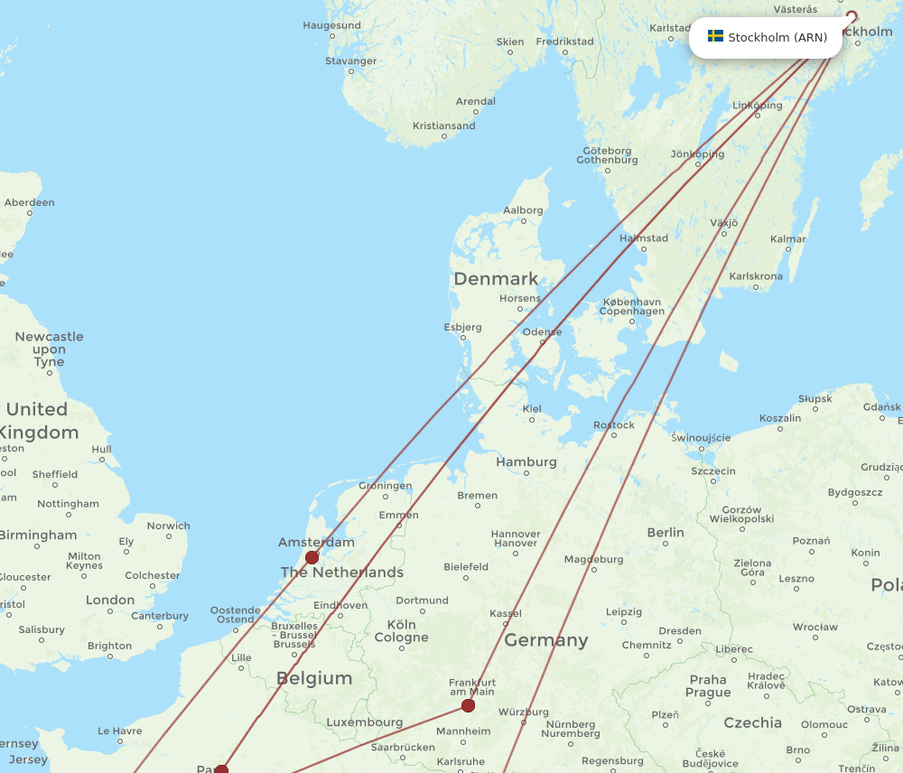 ARN-NTE flight routes