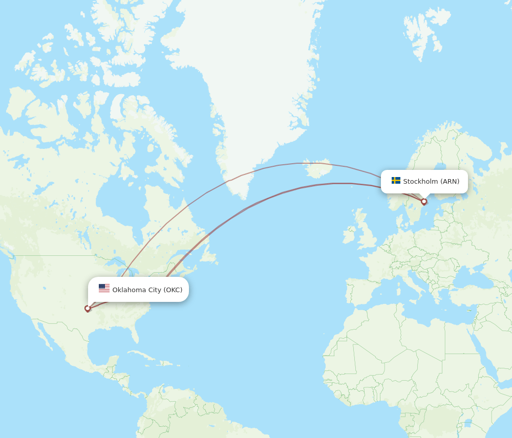 ARN-OKC flight routes