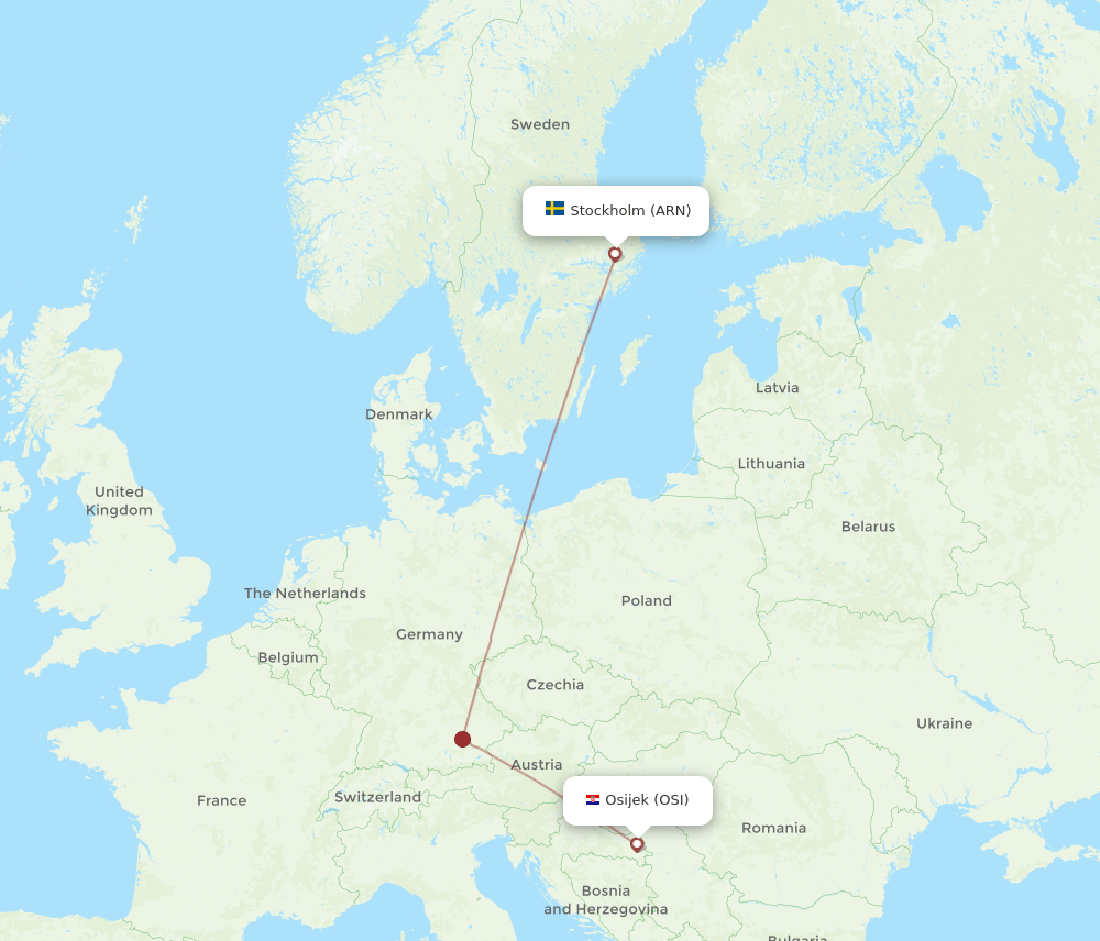 ARN to OSI flights and routes map