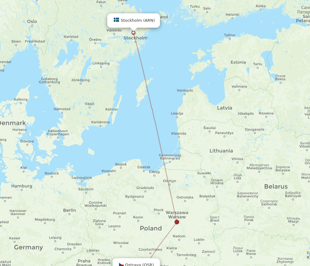 ARN to OSR flights and routes map