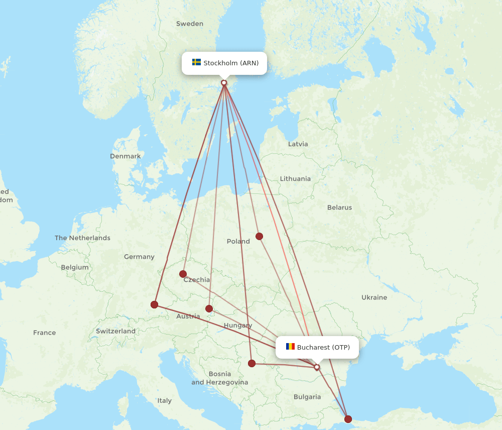 ARN-OTP flight routes