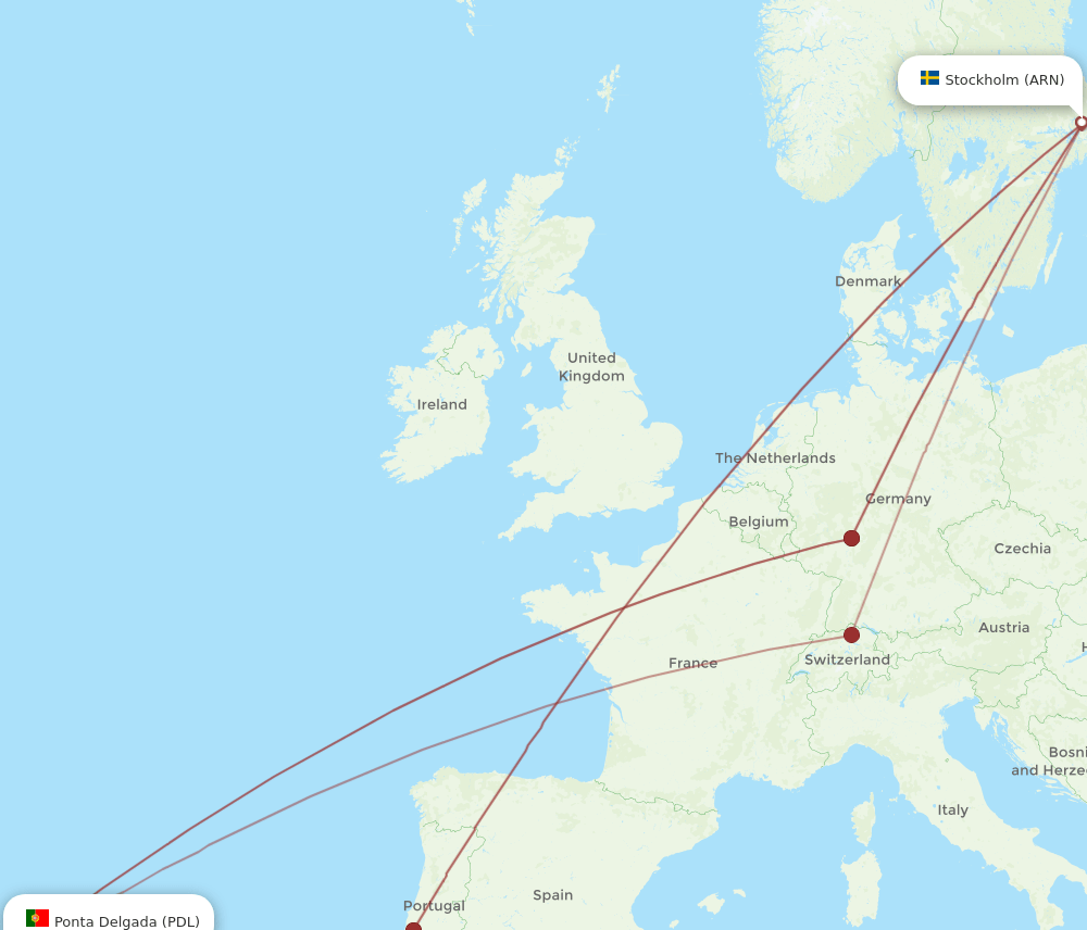 ARN-PDL flight routes