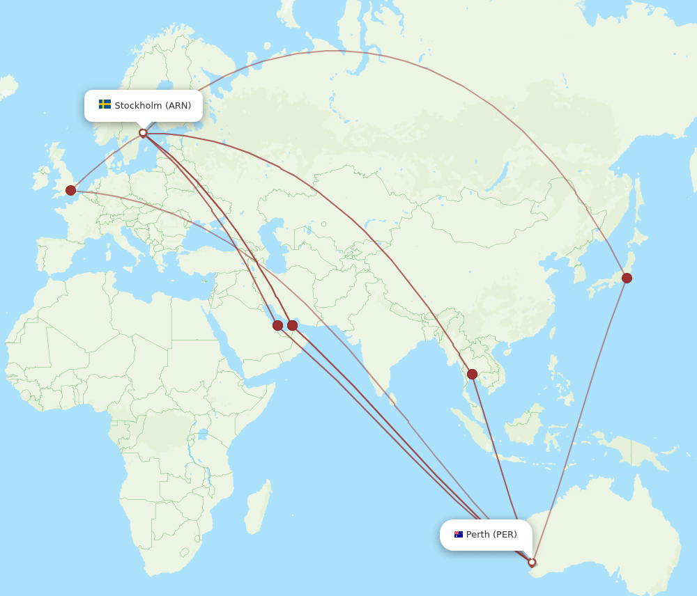 ARN-PER flight routes