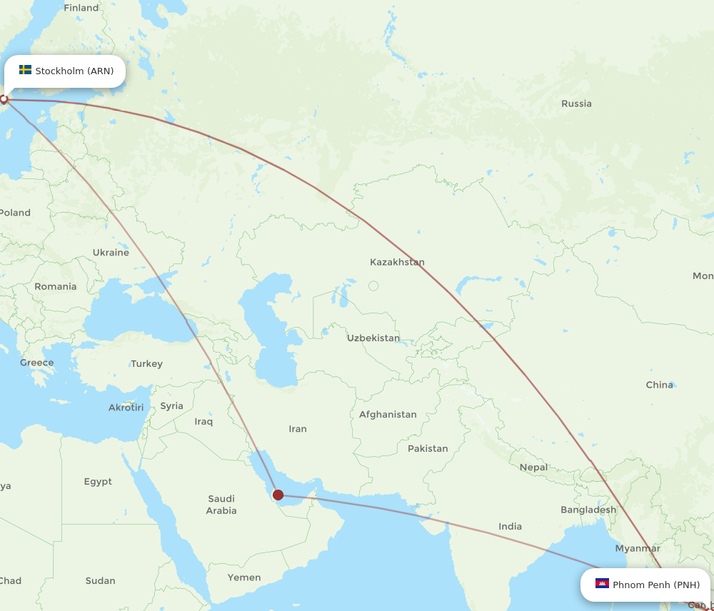 ARN to PNH flights and routes map