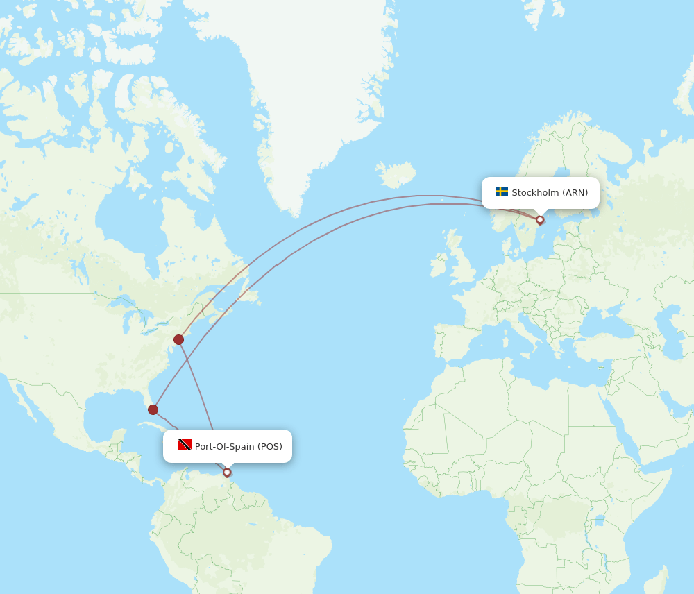 ARN-POS flight routes
