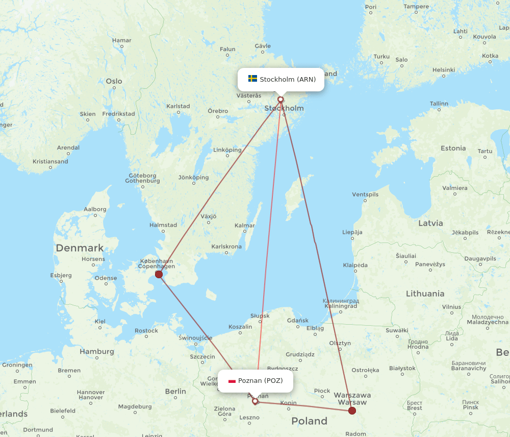 ARN-POZ flight routes