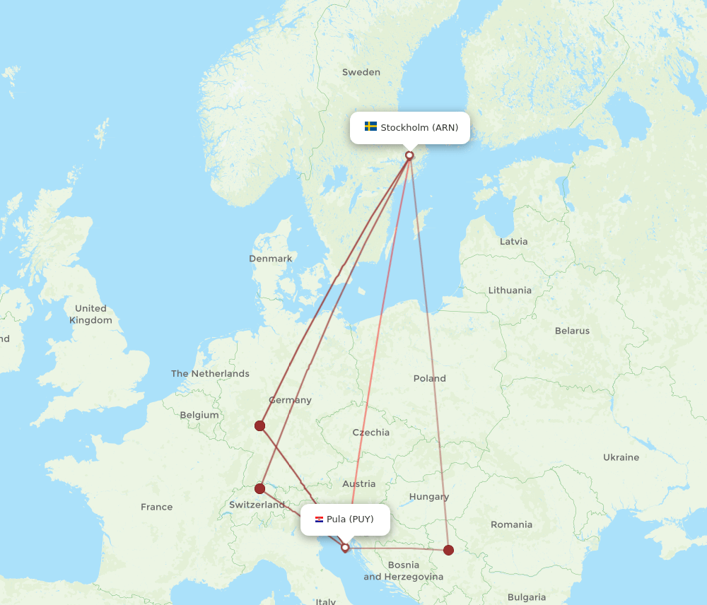 ARN-PUY flight routes