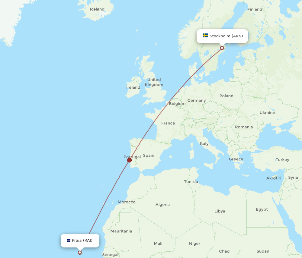ARN-RAI flight routes