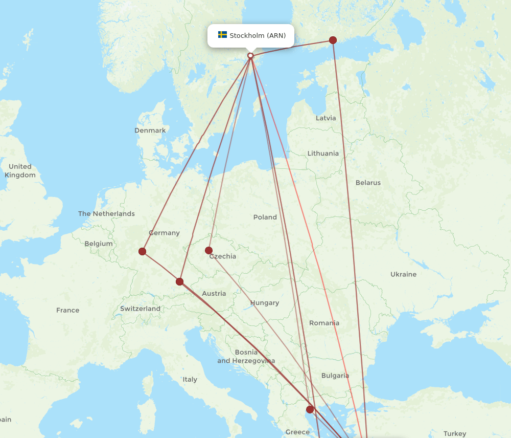 ARN to RHO flights and routes map