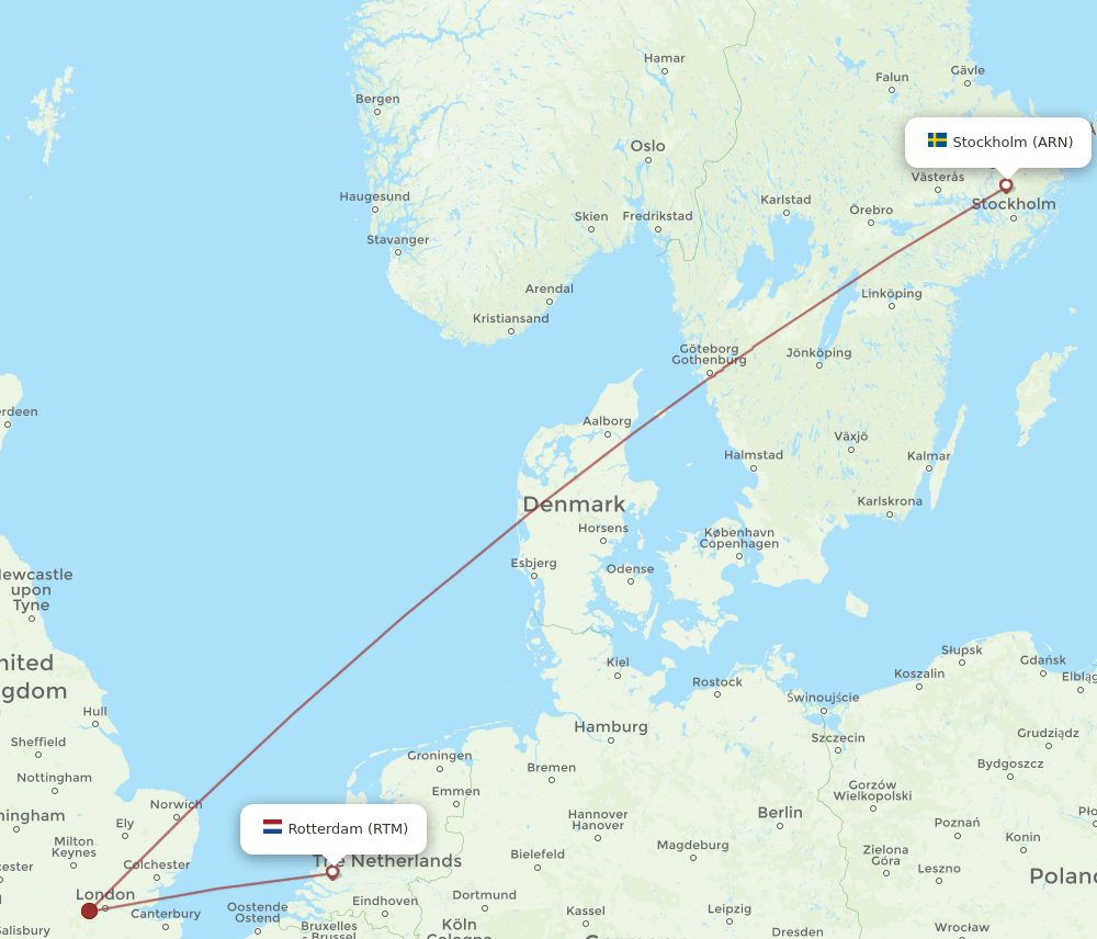 ARN to RTM flights and routes map