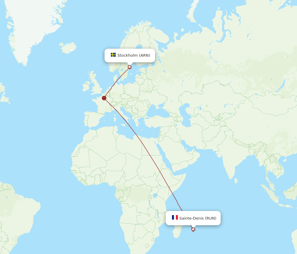 ARN-RUN flight routes