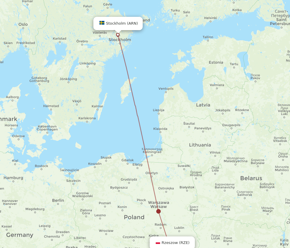 ARN to RZE flights and routes map