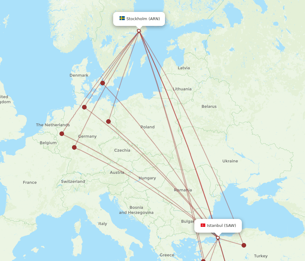 ARN-SAW flight routes