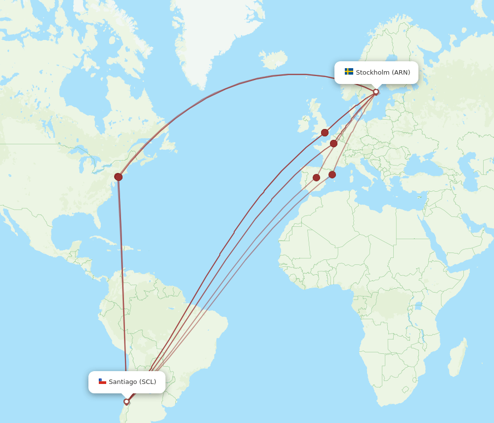 ARN-SCL flight routes