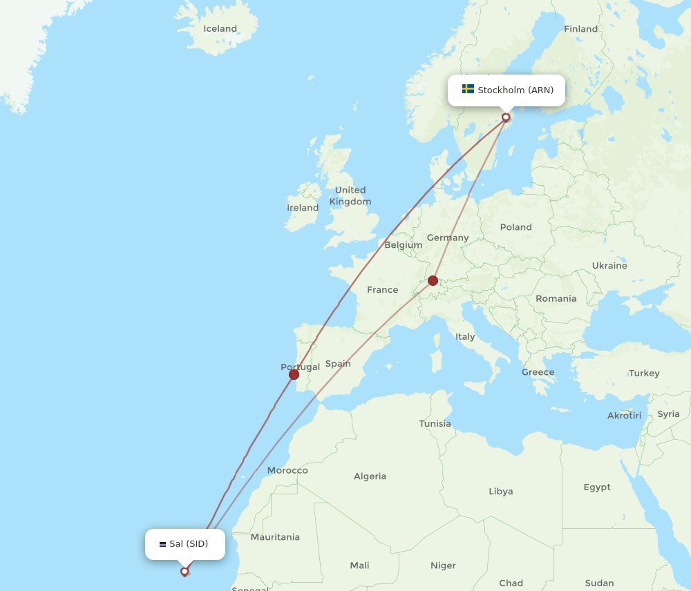 ARN-SID flight routes