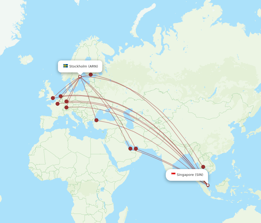 ARN-SIN flight routes