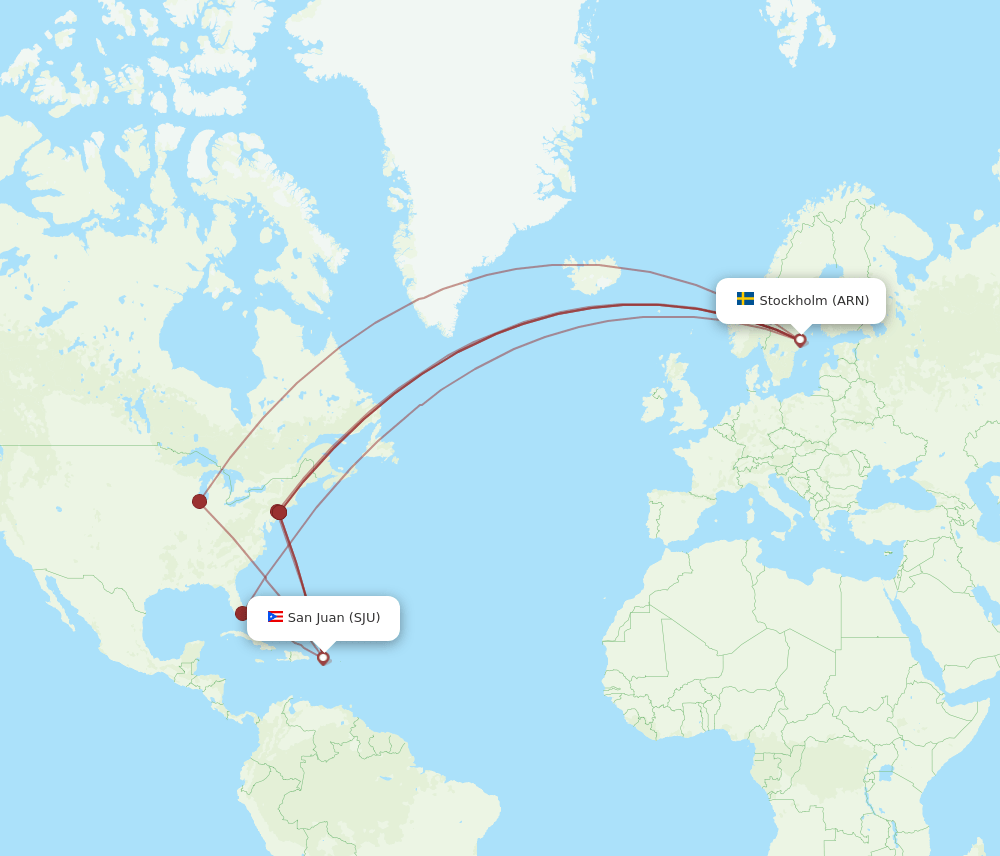 ARN-SJU flight routes