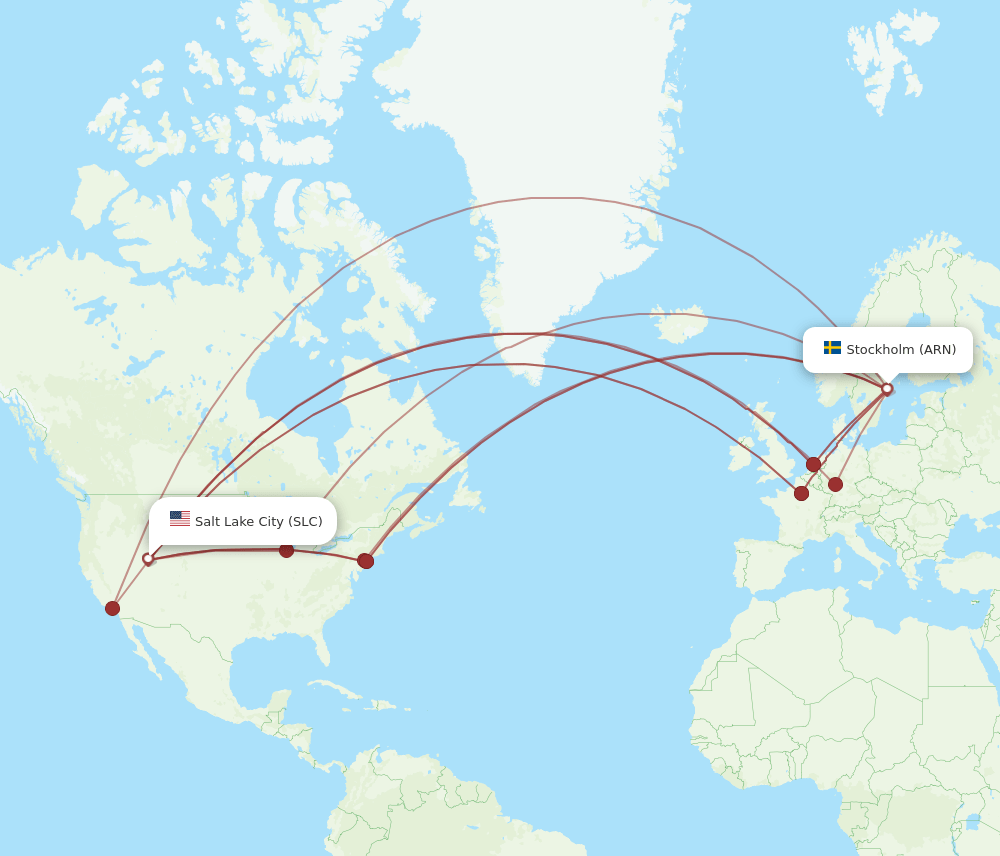 ARN to SLC flights and routes map
