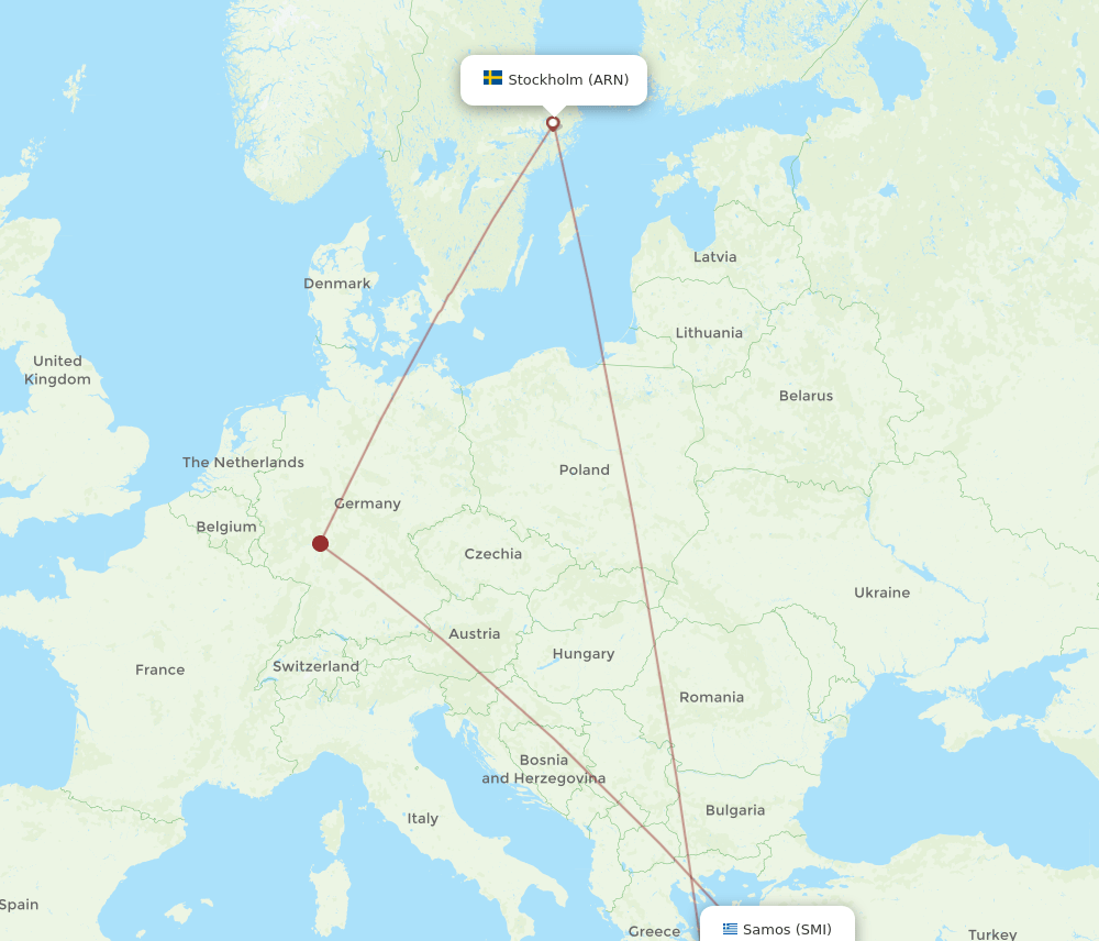 ARN to SMI flights and routes map