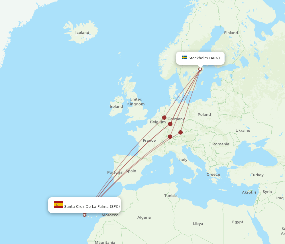 ARN-SPC flight routes