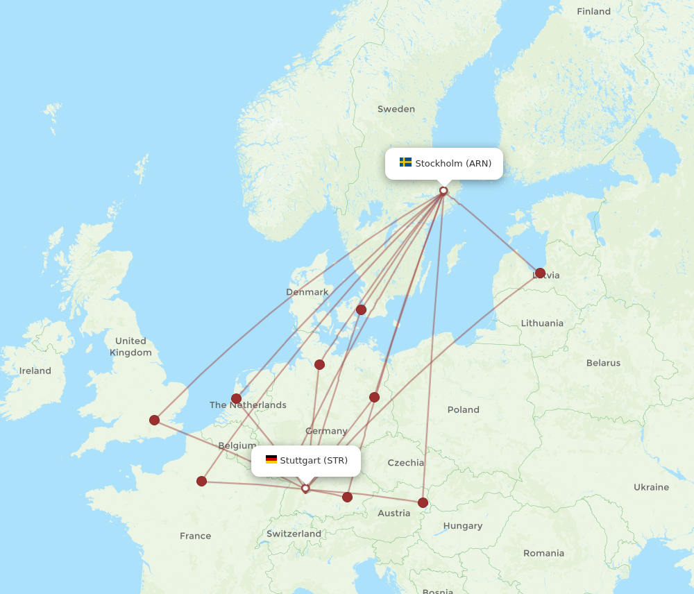 ARN to STR flights and routes map