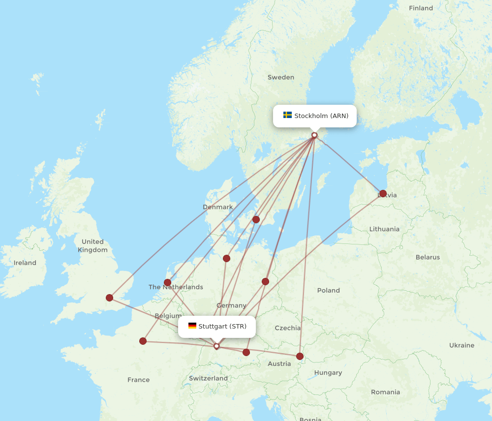 ARN-STR flight routes