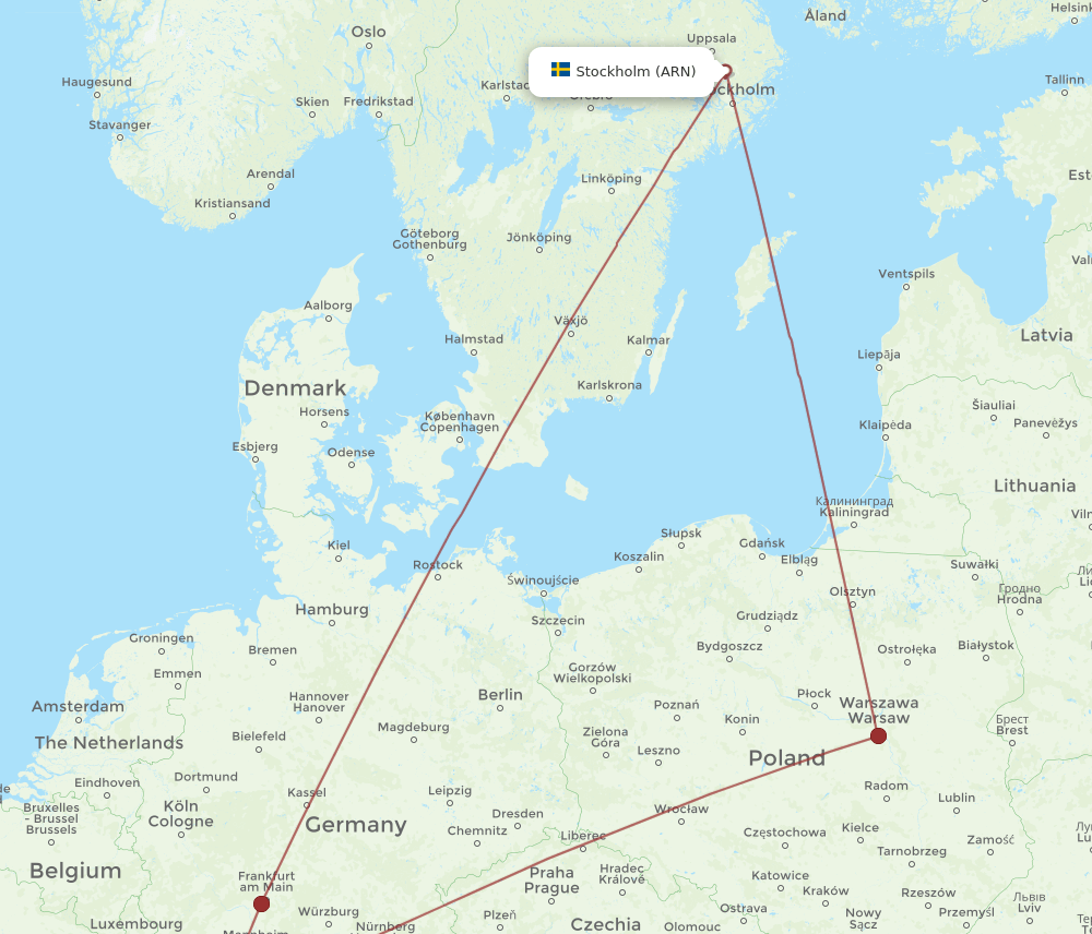 ARN to SXB flights and routes map