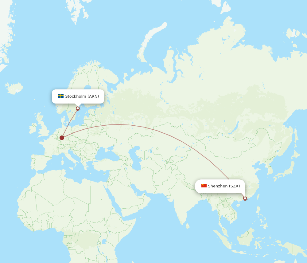 ARN-SZX flight routes
