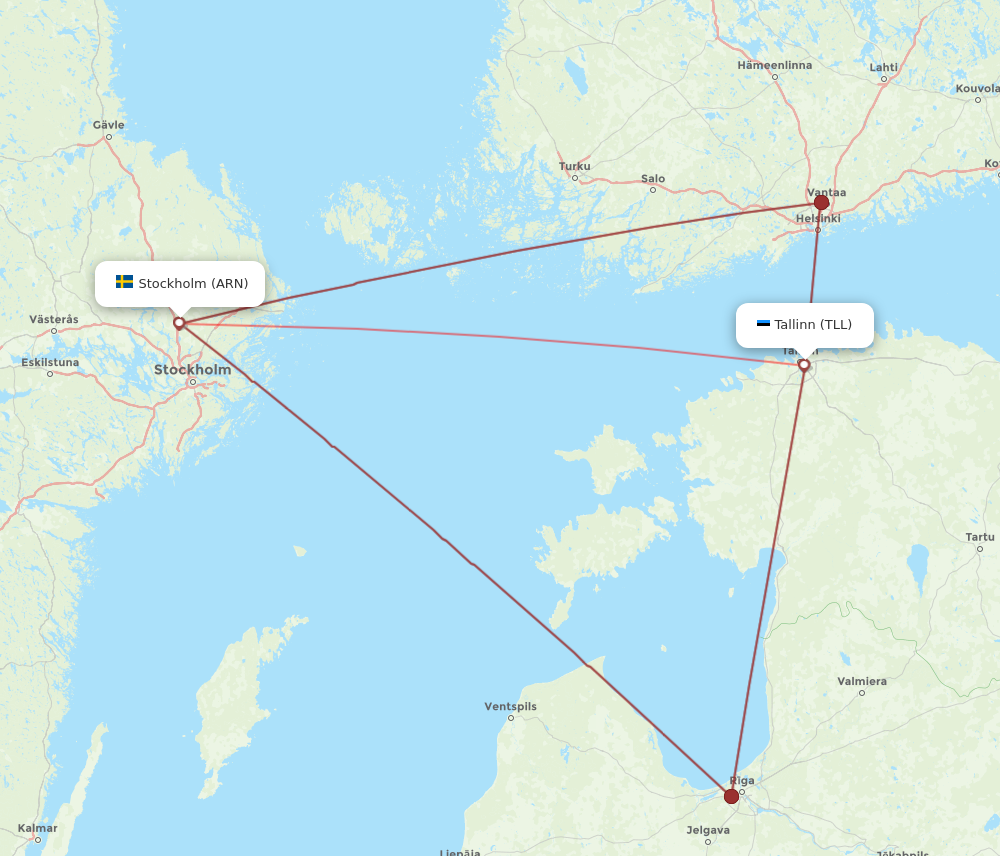 ARN to TLL flights and routes map