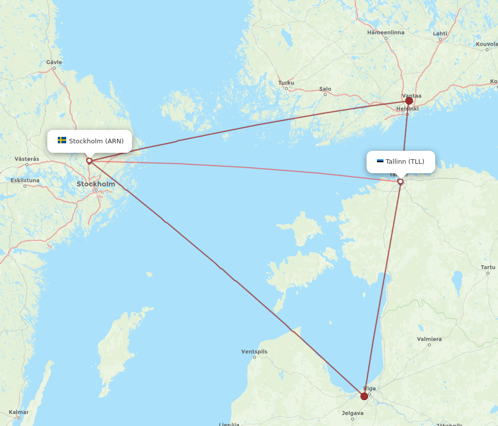 ARN-TLL flight routes