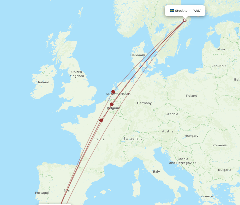 ARN-TNG flight routes
