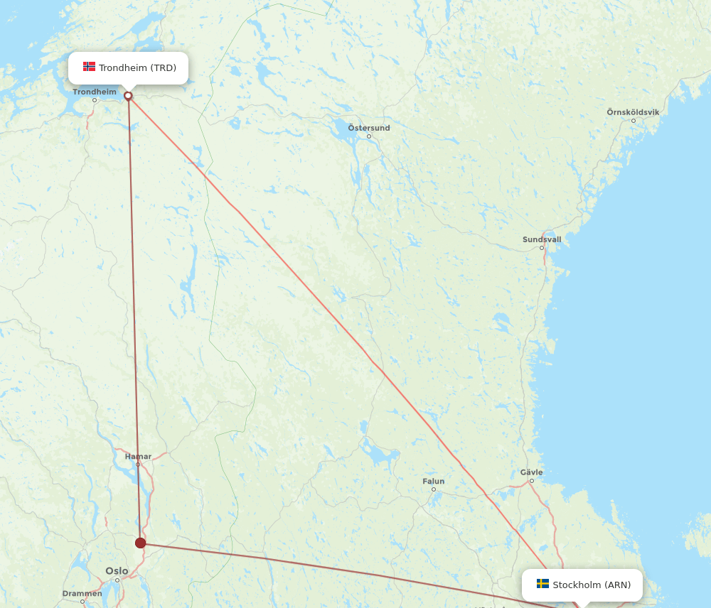 ARN-TRD flight routes