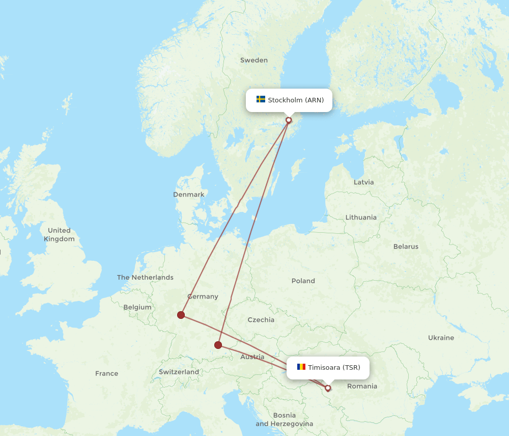 ARN-TSR flight routes