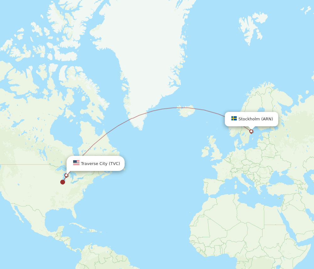ARN-TVC flight routes