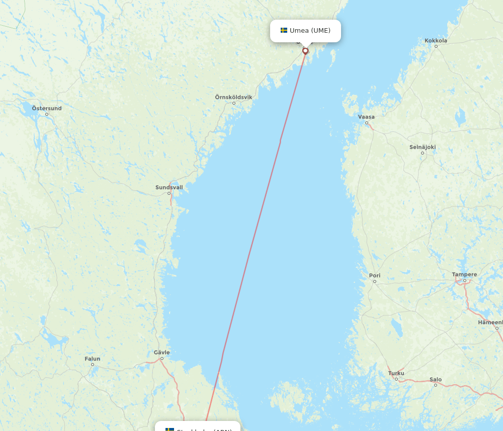 ARN to UME flights and routes map