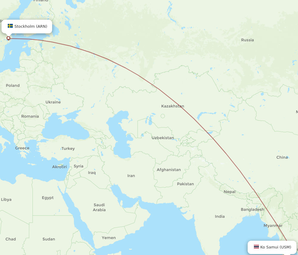 ARN to USM flights and routes map
