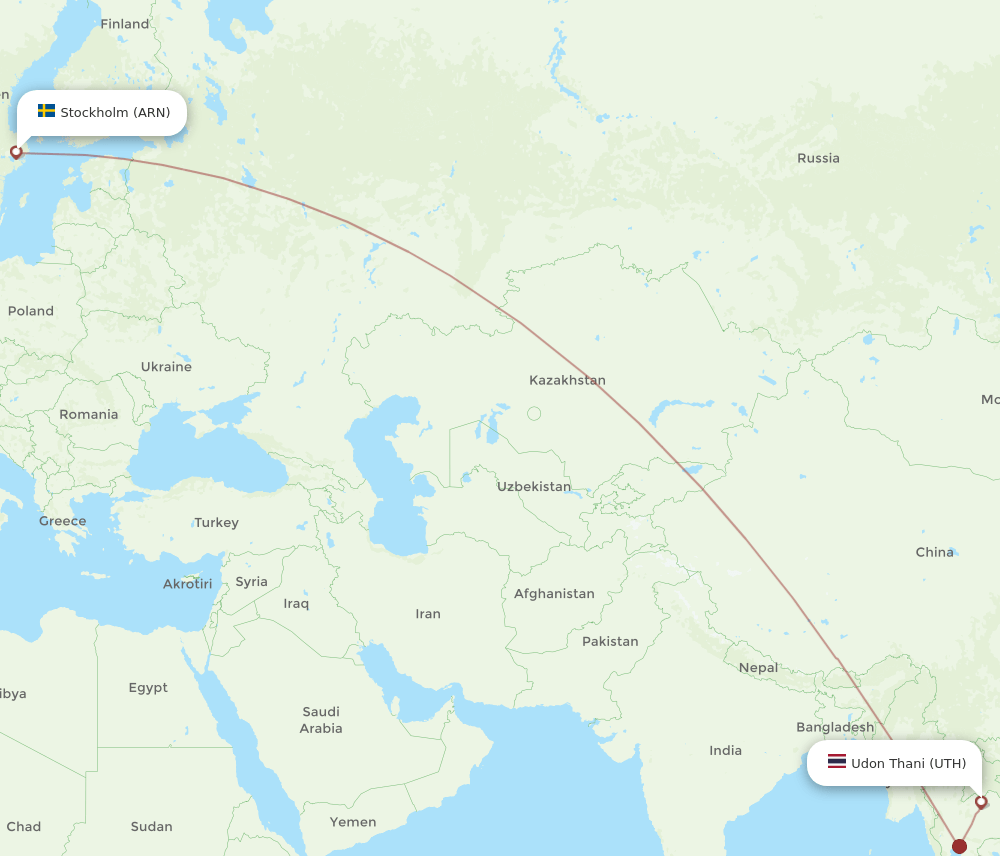 ARN-UTH flight routes