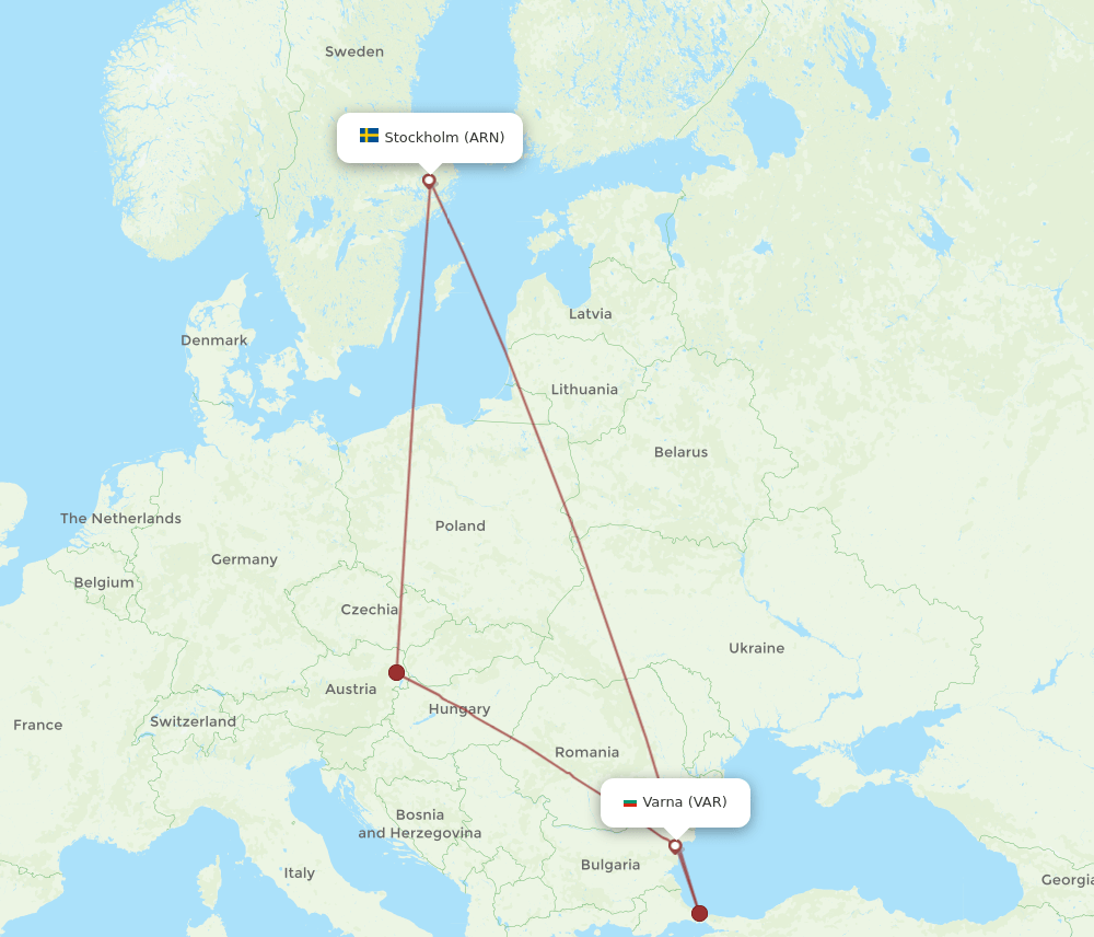 ARN to VAR flights and routes map
