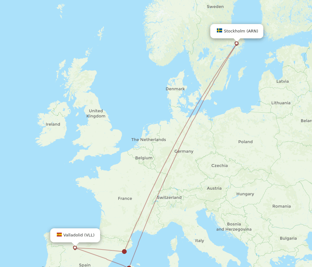ARN-VLL flight routes
