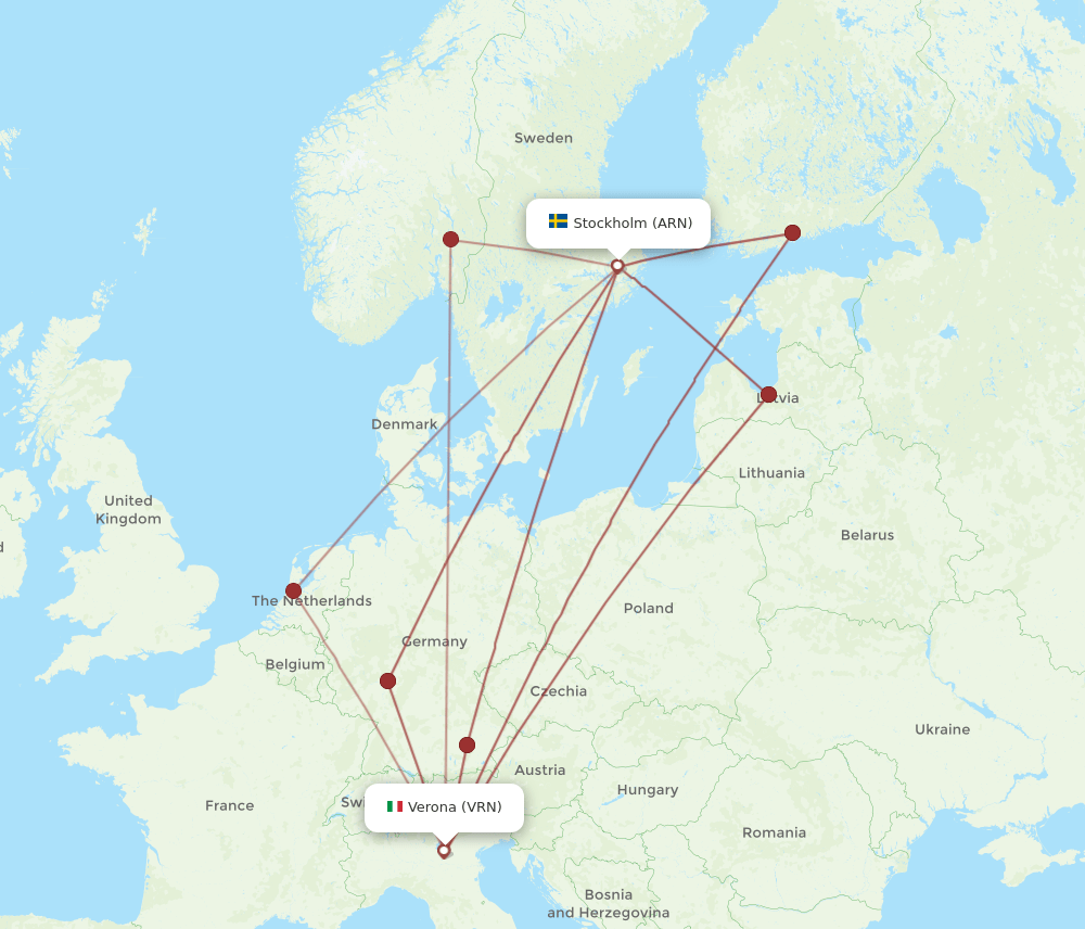 ARN-VRN flight routes
