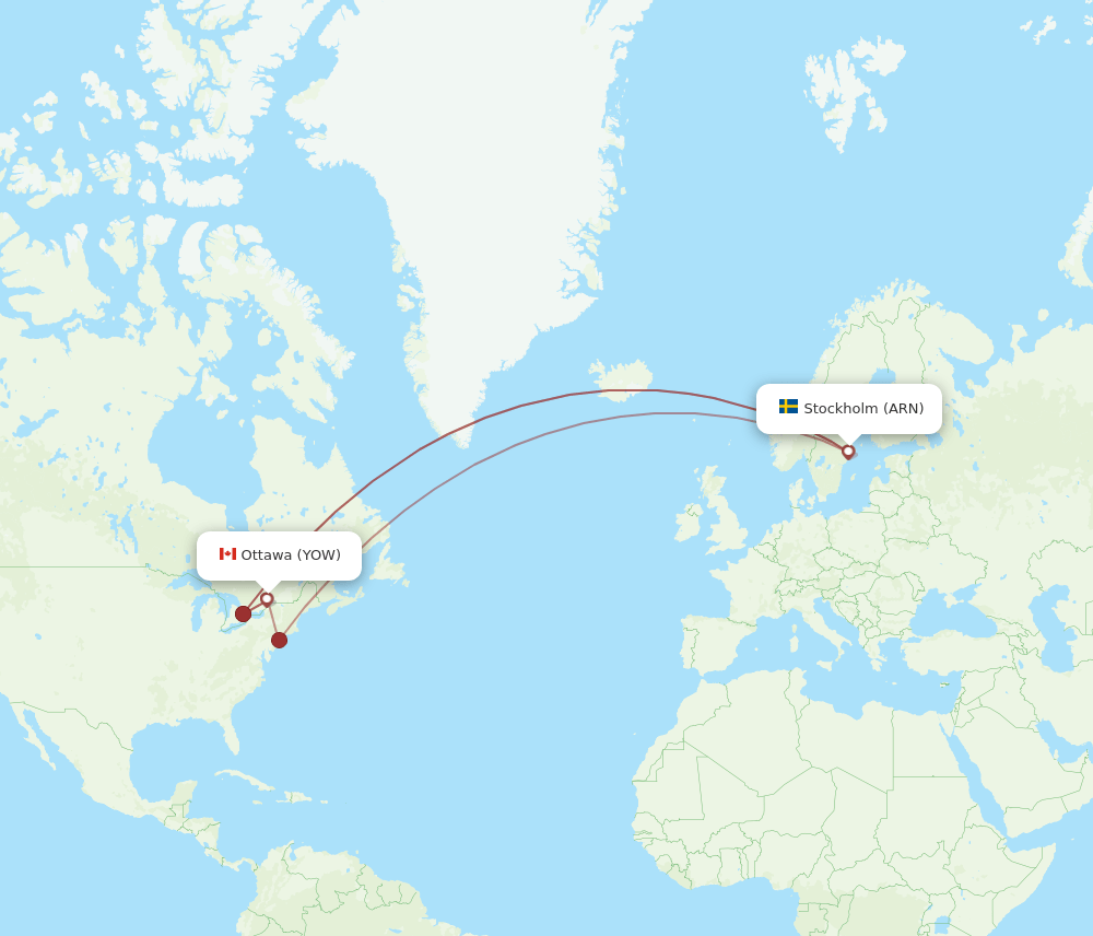ARN-YOW flight routes