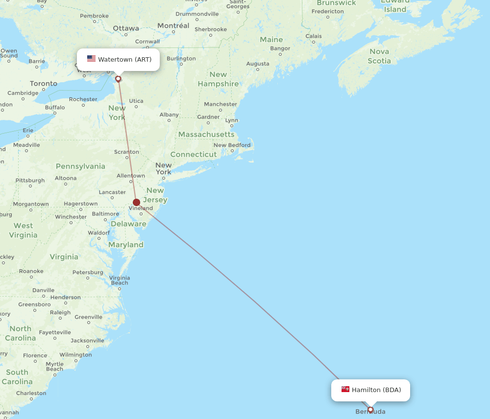 ART-BDA flight routes