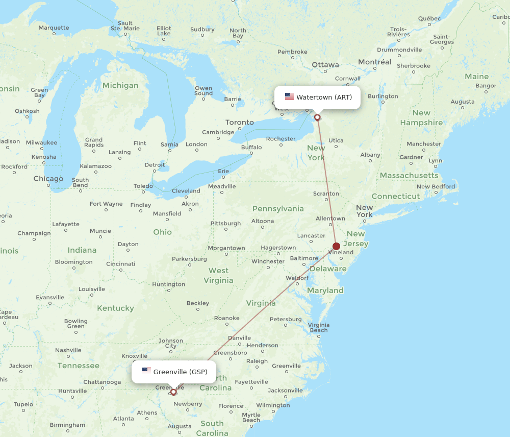 ART-GSP flight routes