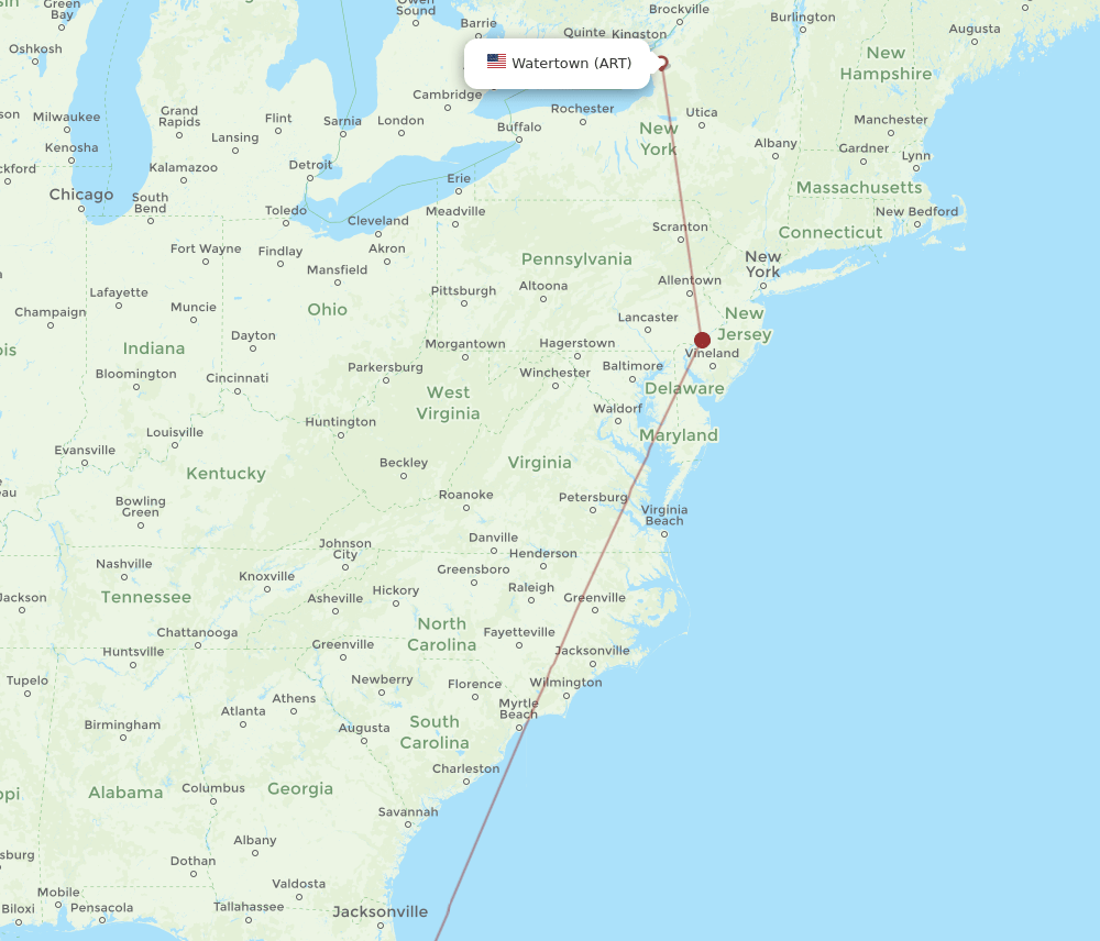 ART-MCO flight routes