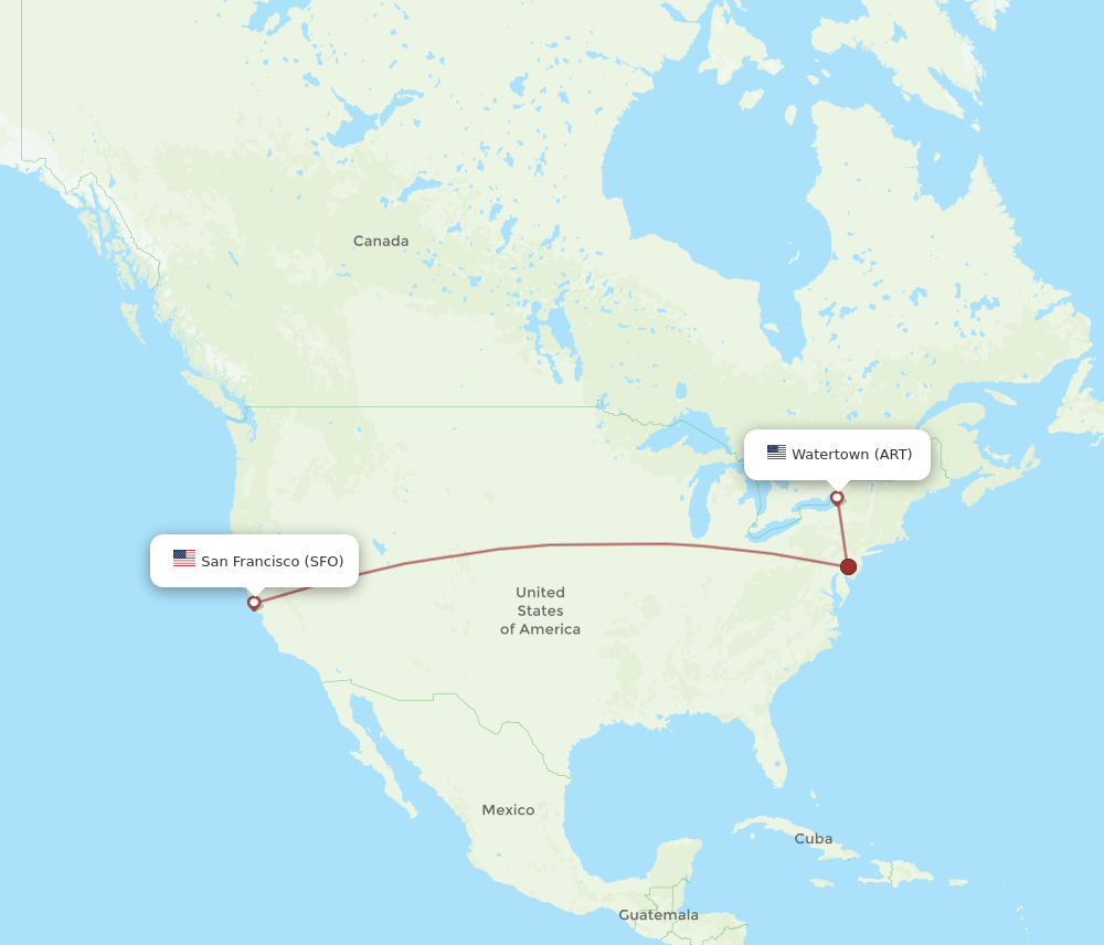 ART to SFO flights and routes map