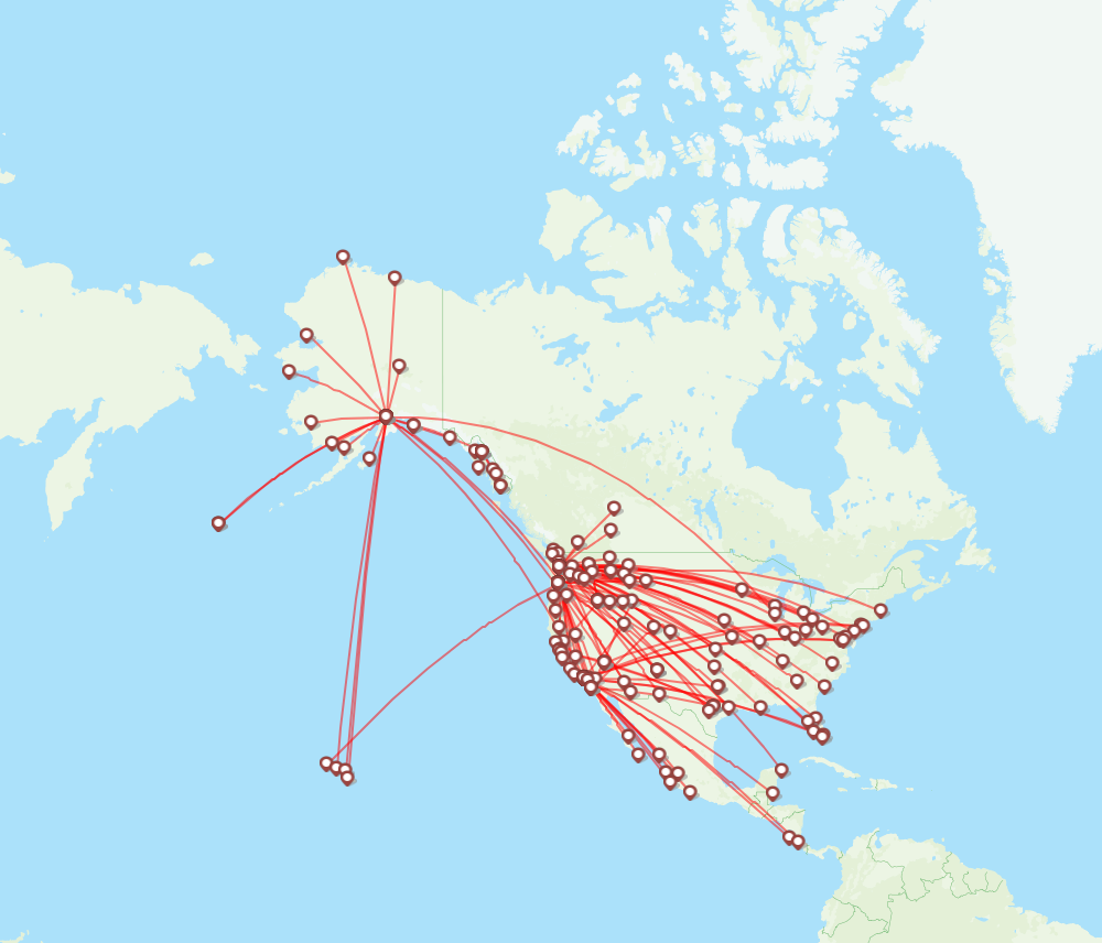Alaska Airlines destination map