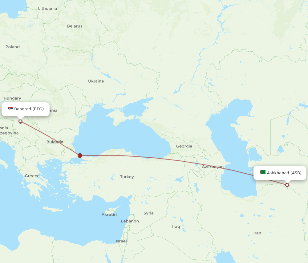 ASB-BEG flight routes