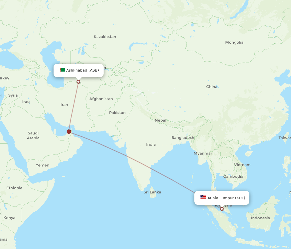 KUL to ASB flights and routes map