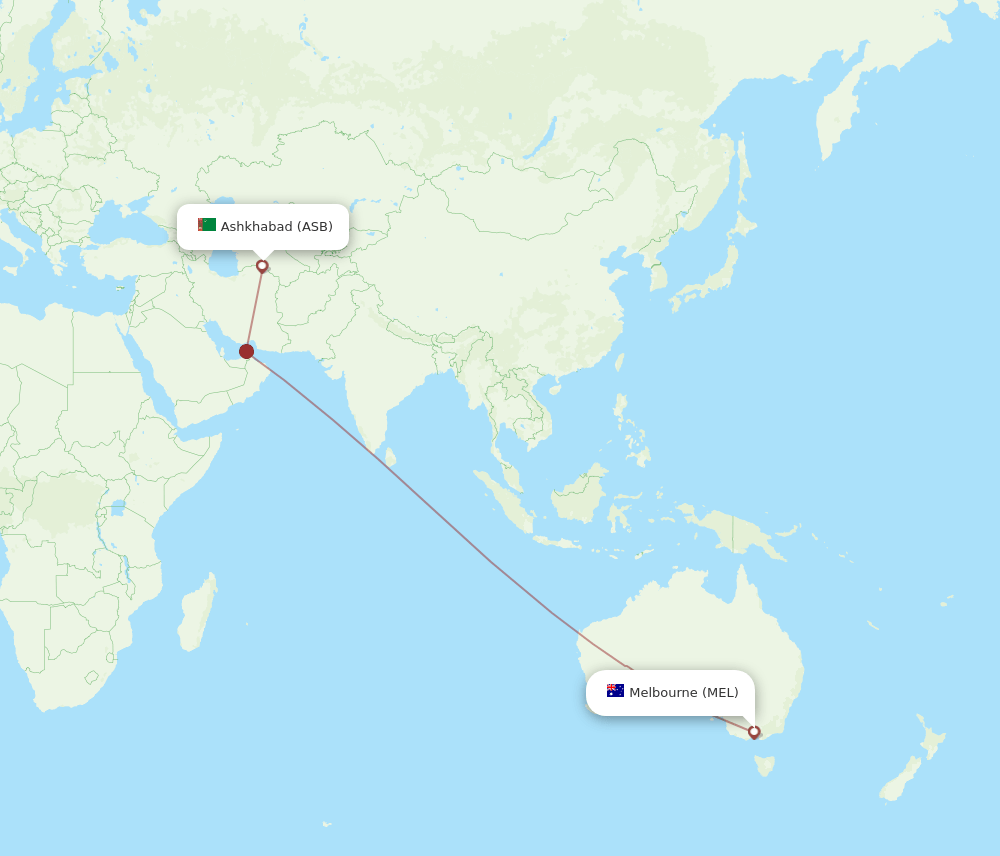 ASB-MEL flight routes